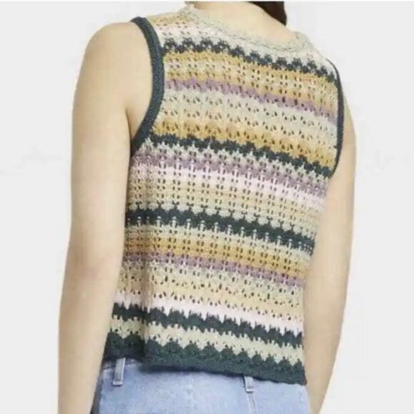 NWT Universal Thread Crochet Knit Green Multi Striped Sleeveless Top Size XXL - Picture 9 of 13